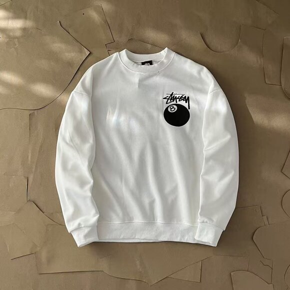Stussy 8-Ball Series Ball American Retro Sweatshirt for Men White - Picture 1 of 6